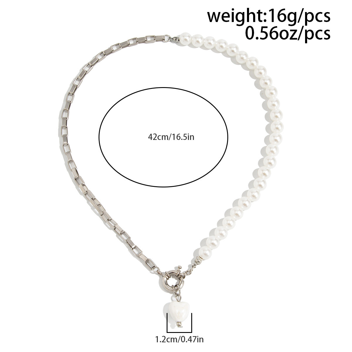 Asymmetrical Square Cross Pearl-Style Necklace