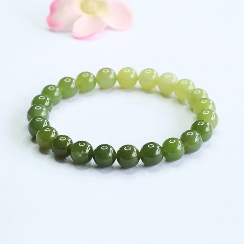 Gradient Hetian Jade Round Bead Bracelet