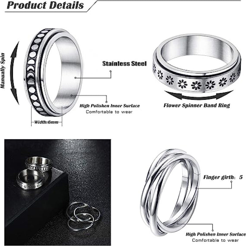 Planderful Everyday Genie Decompression Ring Rotatable Titanium Steel For Unisex Protection Statement