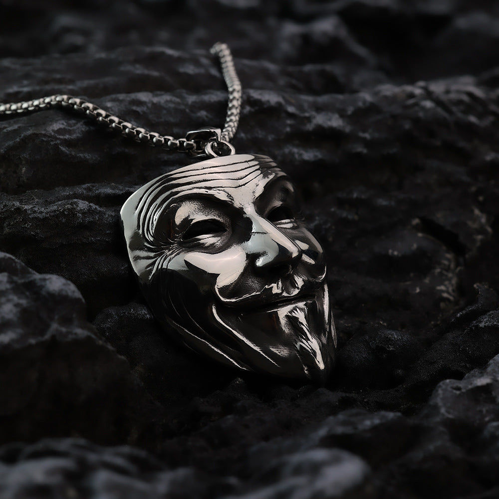 European And American Retro Movie V-Shaped Revenge Mask Necklace