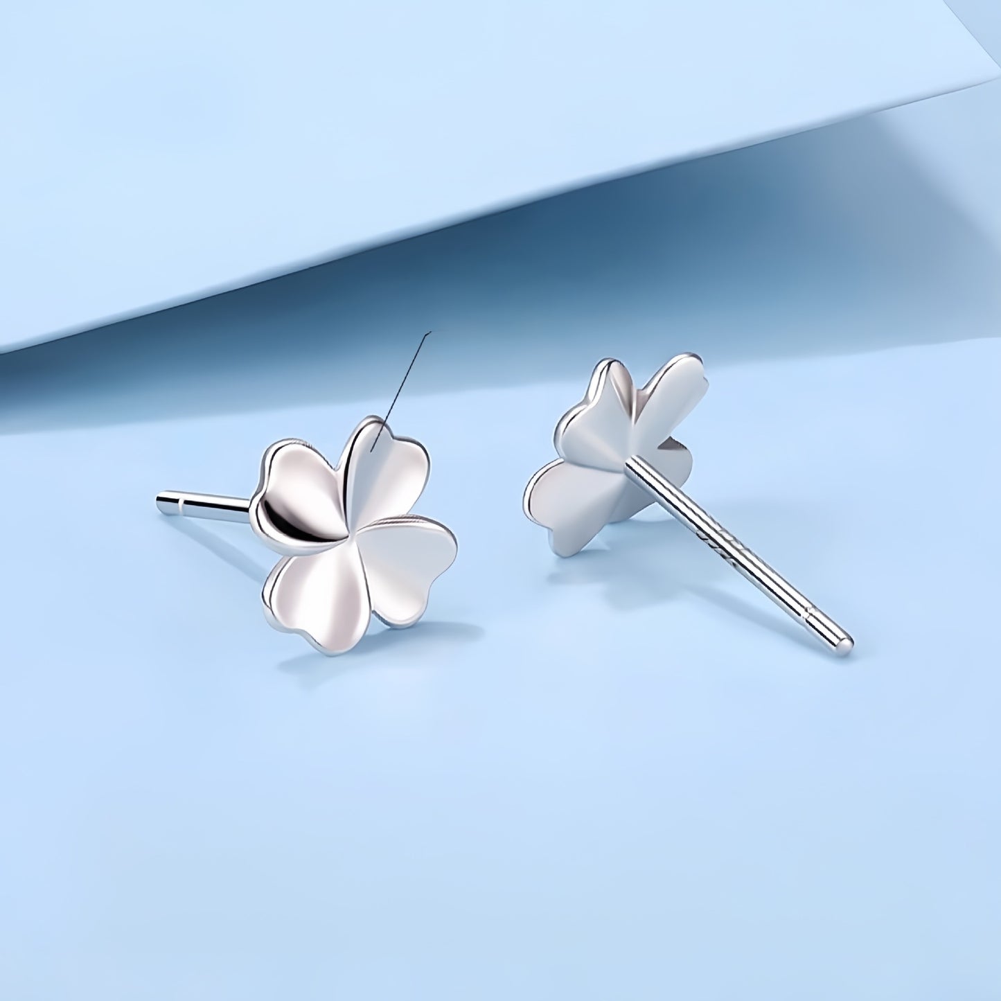 Planderful Sterling Silver Four Leaf Clover Stud Earrings For Women Elegant Versatile High End Jewelry