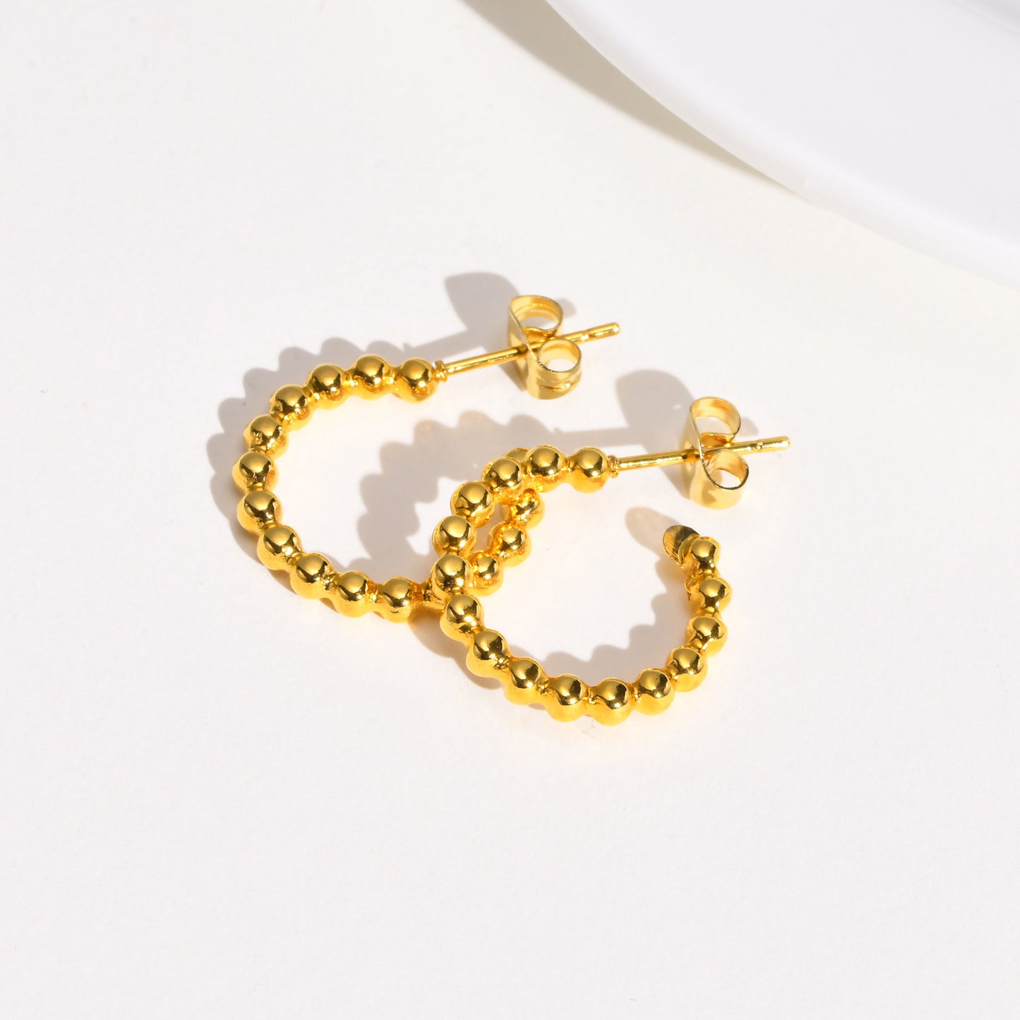 Jewelry Stainless Steel Beads C-Earrings Gold Ladies Style