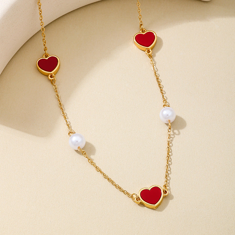 Planderful Vienna Verve Necklace – Elegant Metal Design with Red Love Pearls