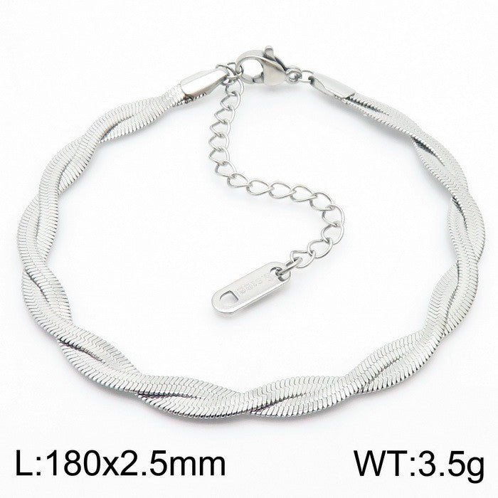 Trendy Adjustable Double Woven Chain Necklace And Bracelet
