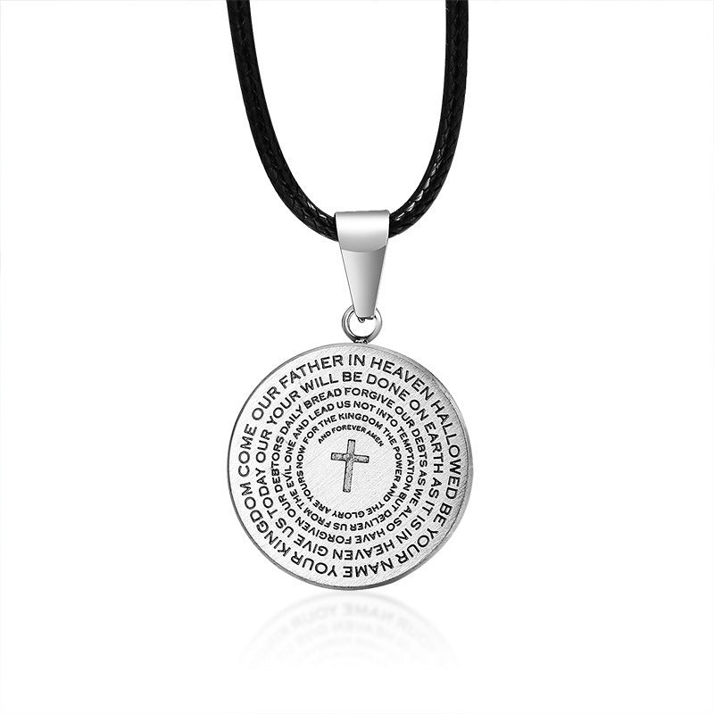Stainless Steel Corrosion Round Brand Pendant Men's Necklace