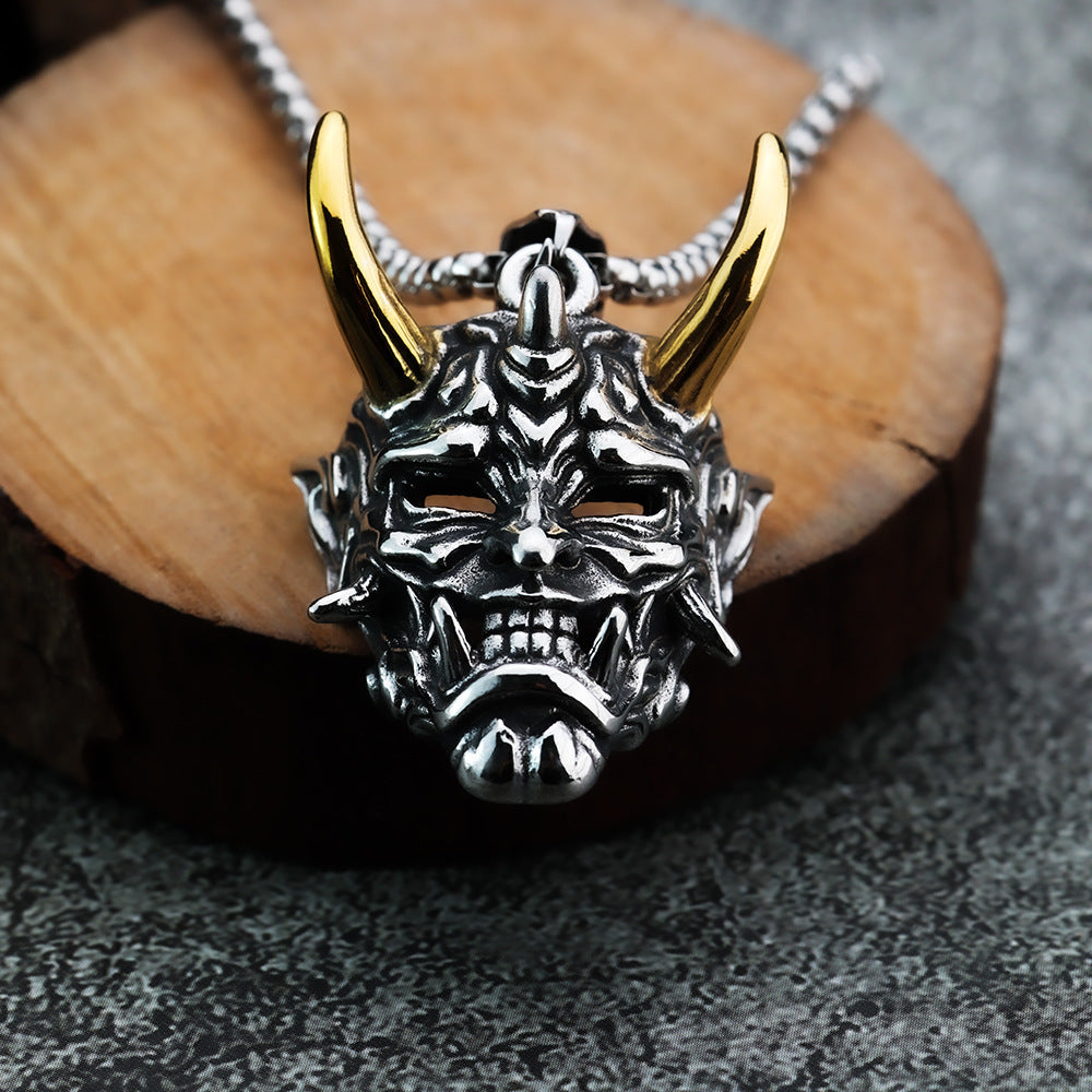 Golden Horn Silver Horn Prajna Necklace Male Ghost Mask