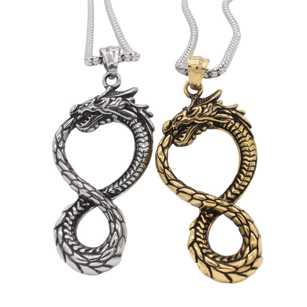 Planderful Jewelry Chinese Dragon Pendant For Men Titanium Steel Necklace Elegant Everyday Accessory