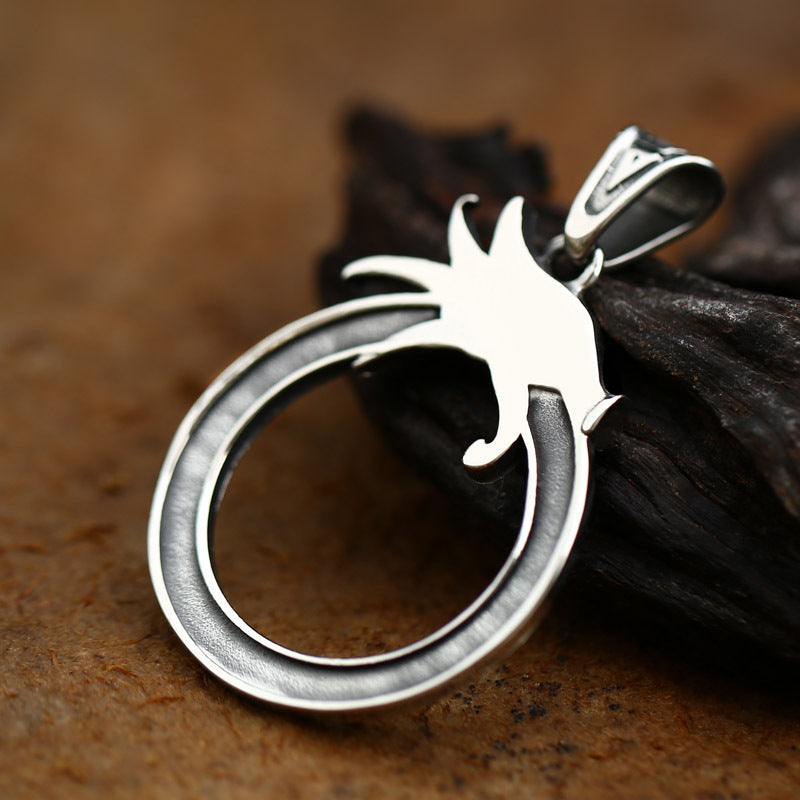Retro Viking-Inspired Stainless Steel Dragon Pendant for Men - Wholesale Titanium Steel Accessories