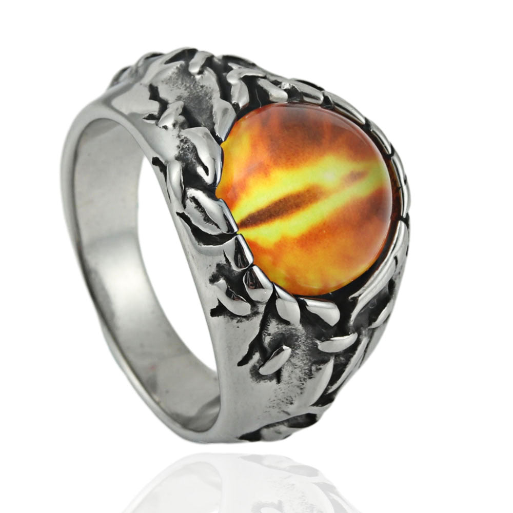 Titanium Steel Multi-Color Devil's Eye Ring for Men - Punk Reaper's Eye Design