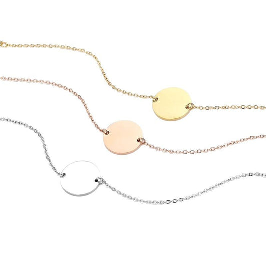 Planderful Jewelry Stainless Steel Round Label Bracelet for Women Minimalist Everyday Accessory