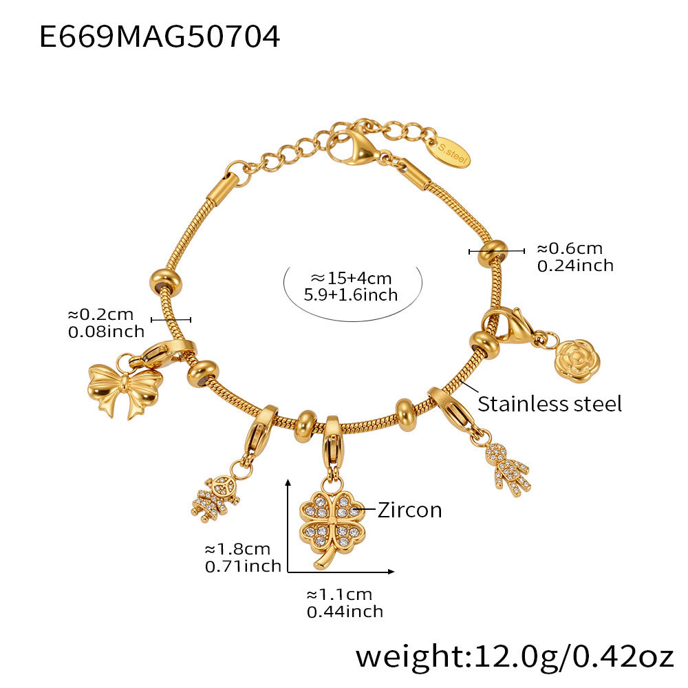 Planderful Tree Of Life Zircon Bracelet Women Stainless Gold