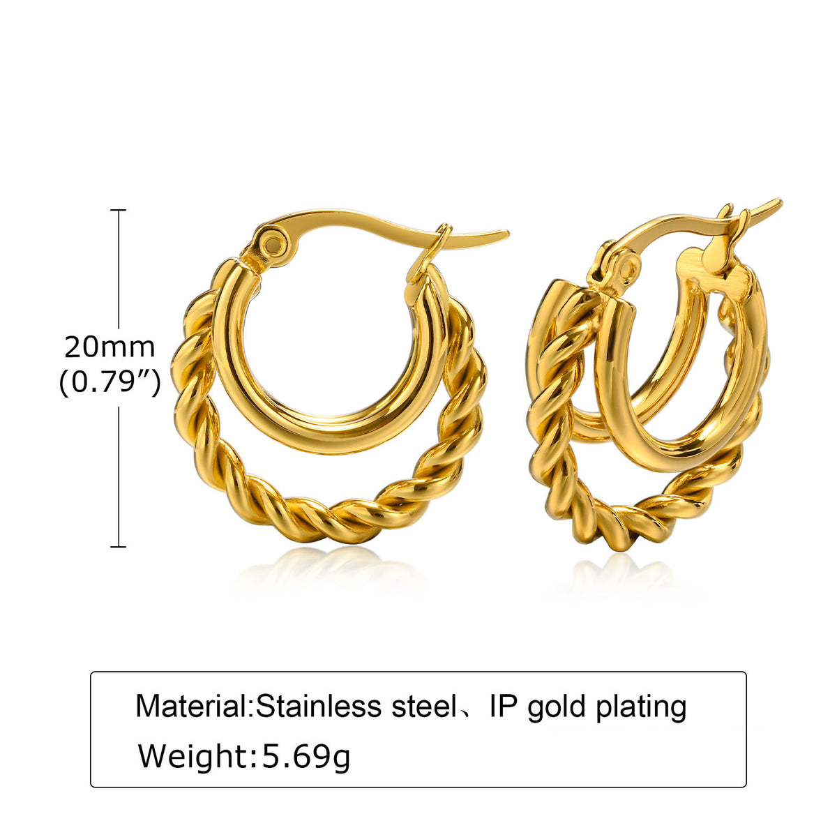 Gold-Tone Twisted Rope Hoop Earrings