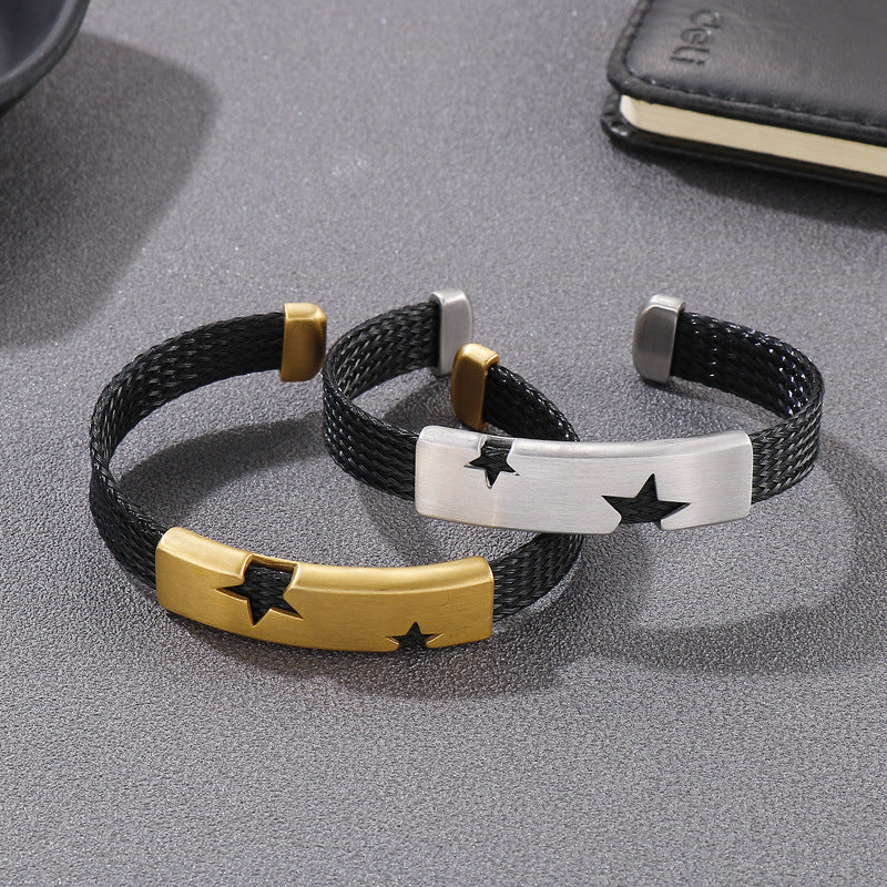 Atmosphere Five-Pointed Star Opening Men's Titanium Steel Bracelet