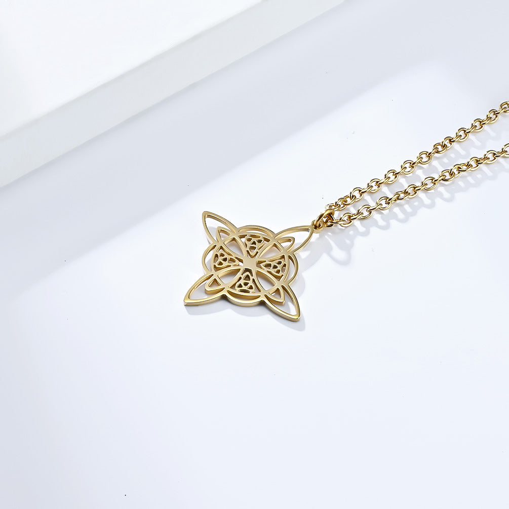 Planderful Nordic Celtic Eternal Knot Necklace Unisex Everyday Wear Durable Steel Chain