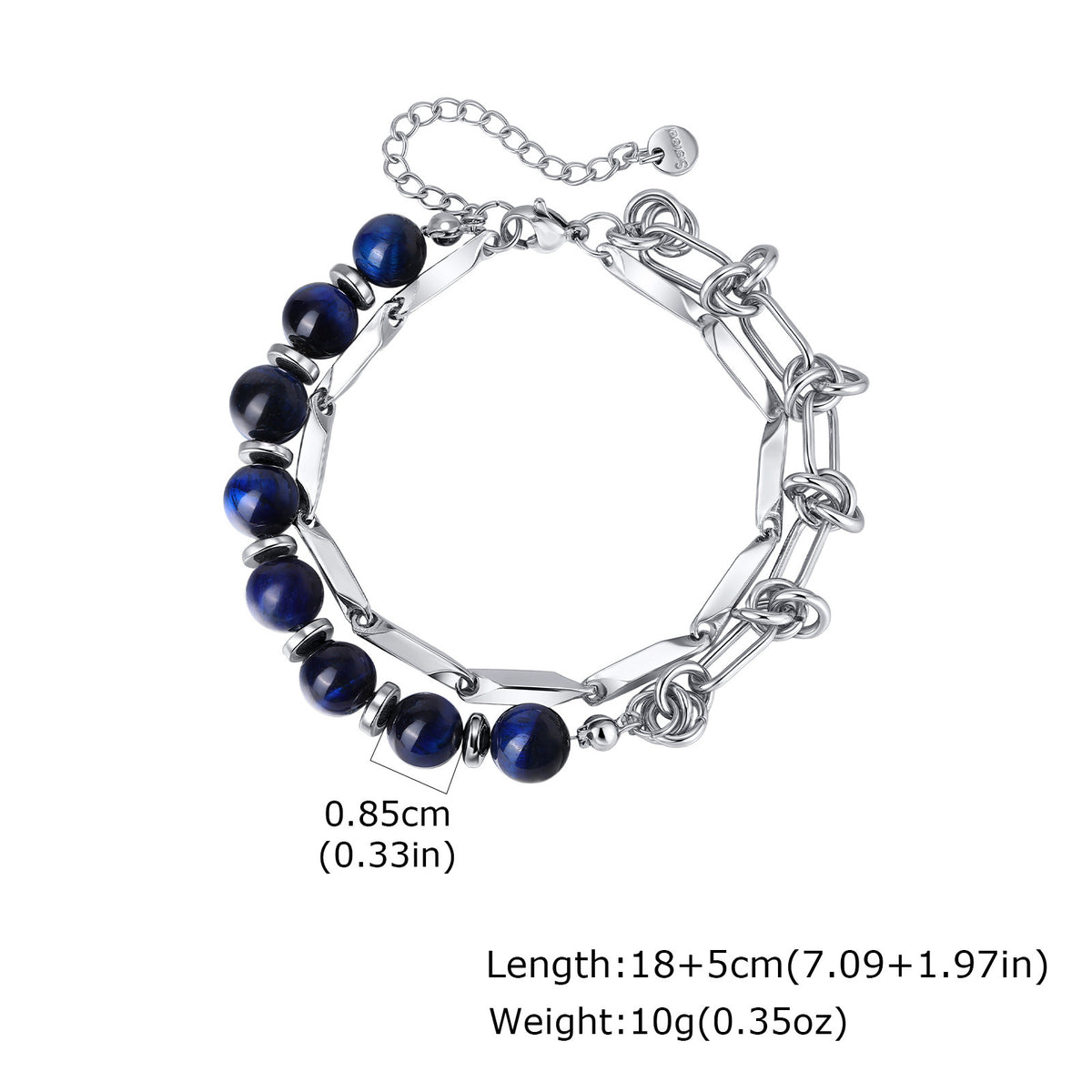 Natural Stone Stainless Steel Bracelet for Men