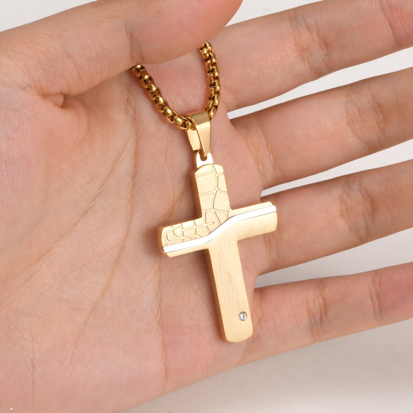 European And American Jewelry Stainless Steel Cross Pendant Necklace For Men