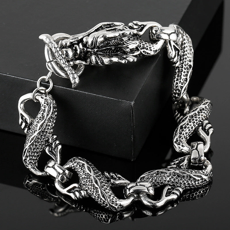 Antique Dragon Head Stainless Steel Men's Bracelet
