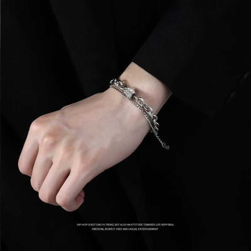 Planderful Jewelry Double Layer Titanium Steel Bracelet For Couples Light Luxury High End Design