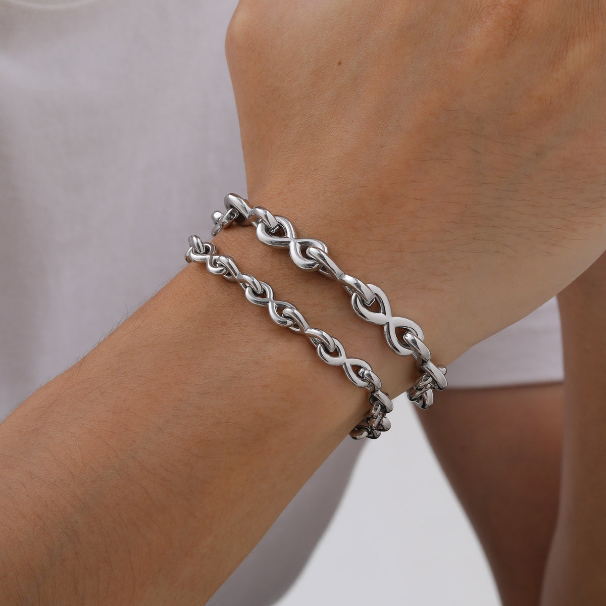 Stainless Steel Thick Bracelet Hip Hop Men's 8 Characters Infinity Steel