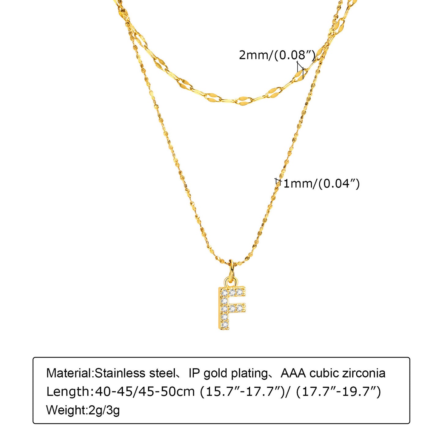 Stainless Steel 26-Letter Zircon Necklace Set for Summer Fashion