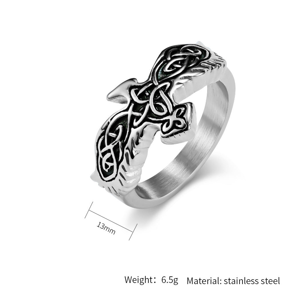 Planderful Celtic Eternal Knot Nordic Eagle Ring Durable Stainless Steel For Men Everyday Genie