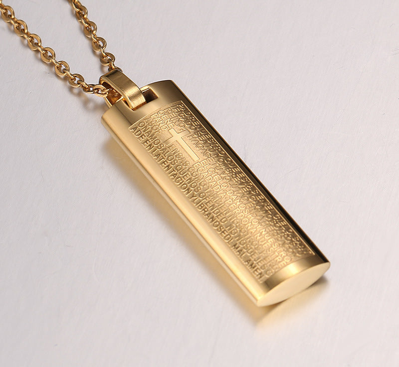 Stainless Steel Strip Corrosive Spanish Pendant Necklace for Men