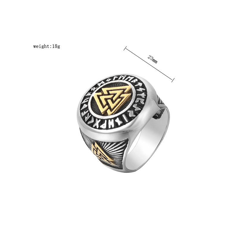 Viking Rune Ring Titanium Steel Unisex Protection Statement Retro Nordic Style Planderful
