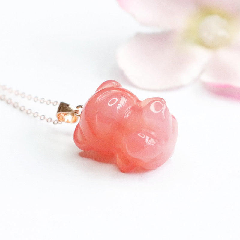 Yanyuan Agate Teddy Bear 925 Silver Pendant — No Chain
