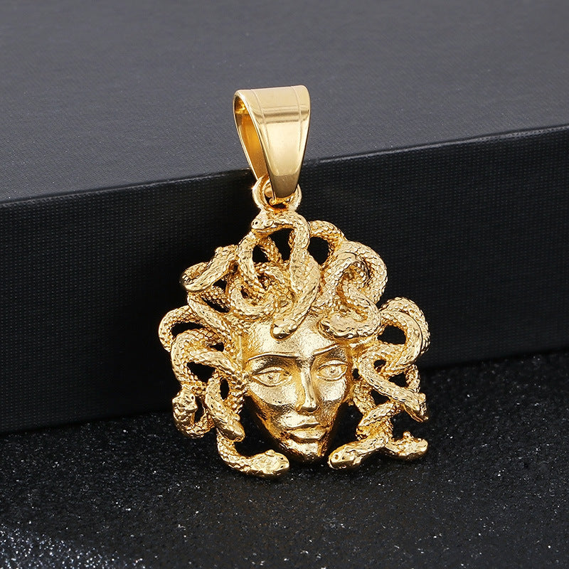 Planderful Snake Woman Pendant for Men Stainless Steel