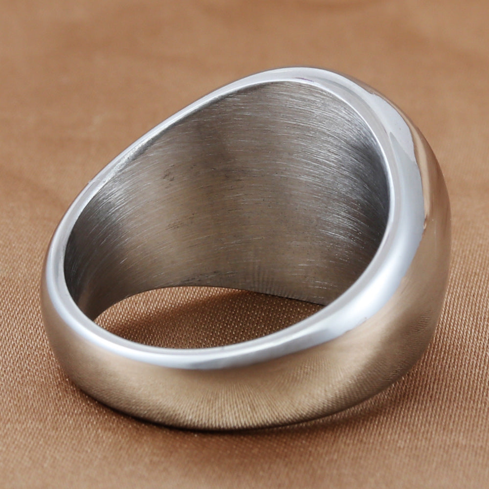Personalized Retro Titanium Steel Prayer Ring for Men - Trendy European and American Jewelry Accessory