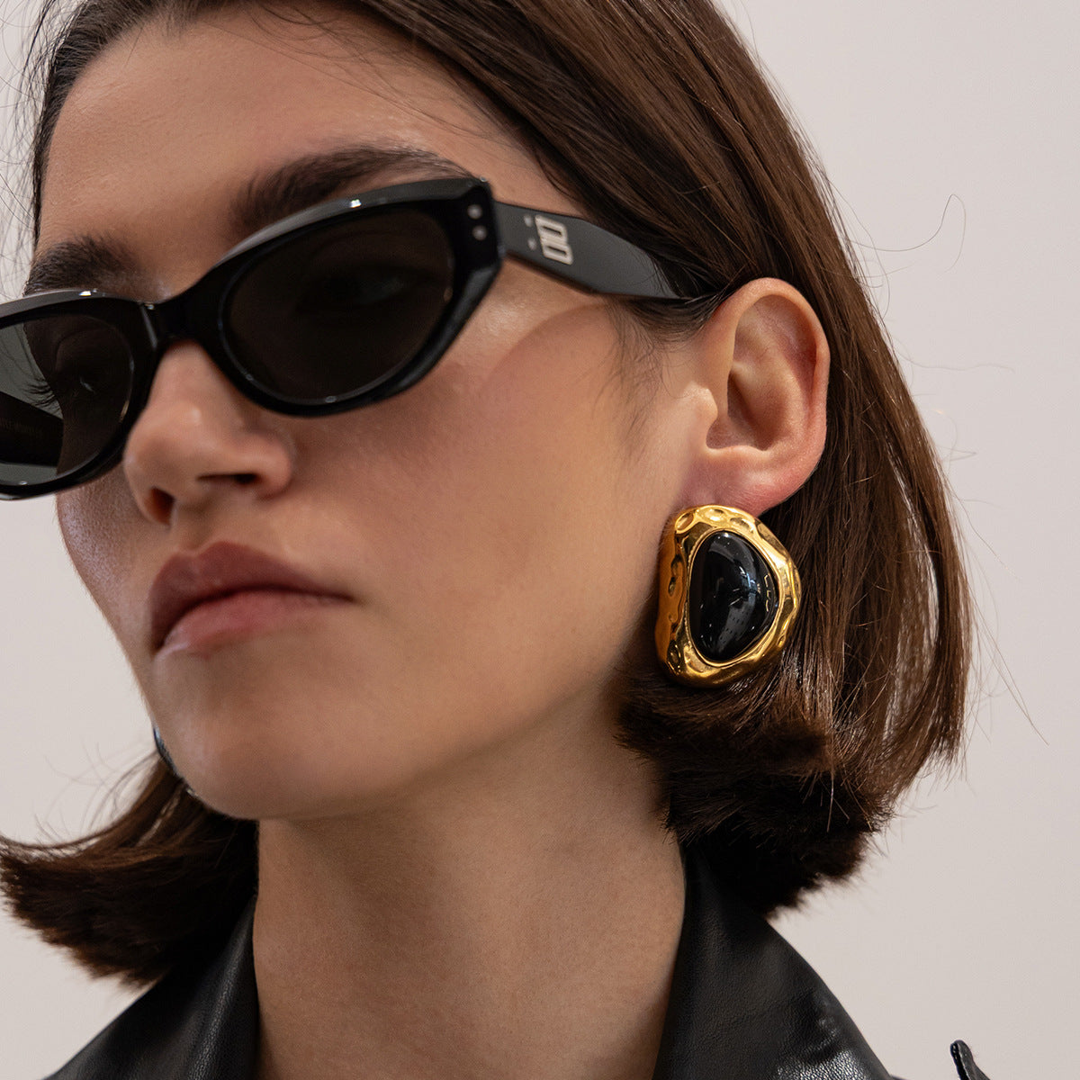 Stainless Steel Stone Earrings For Women Vienna Verve Planderful Retro Hammered Statement Street Style