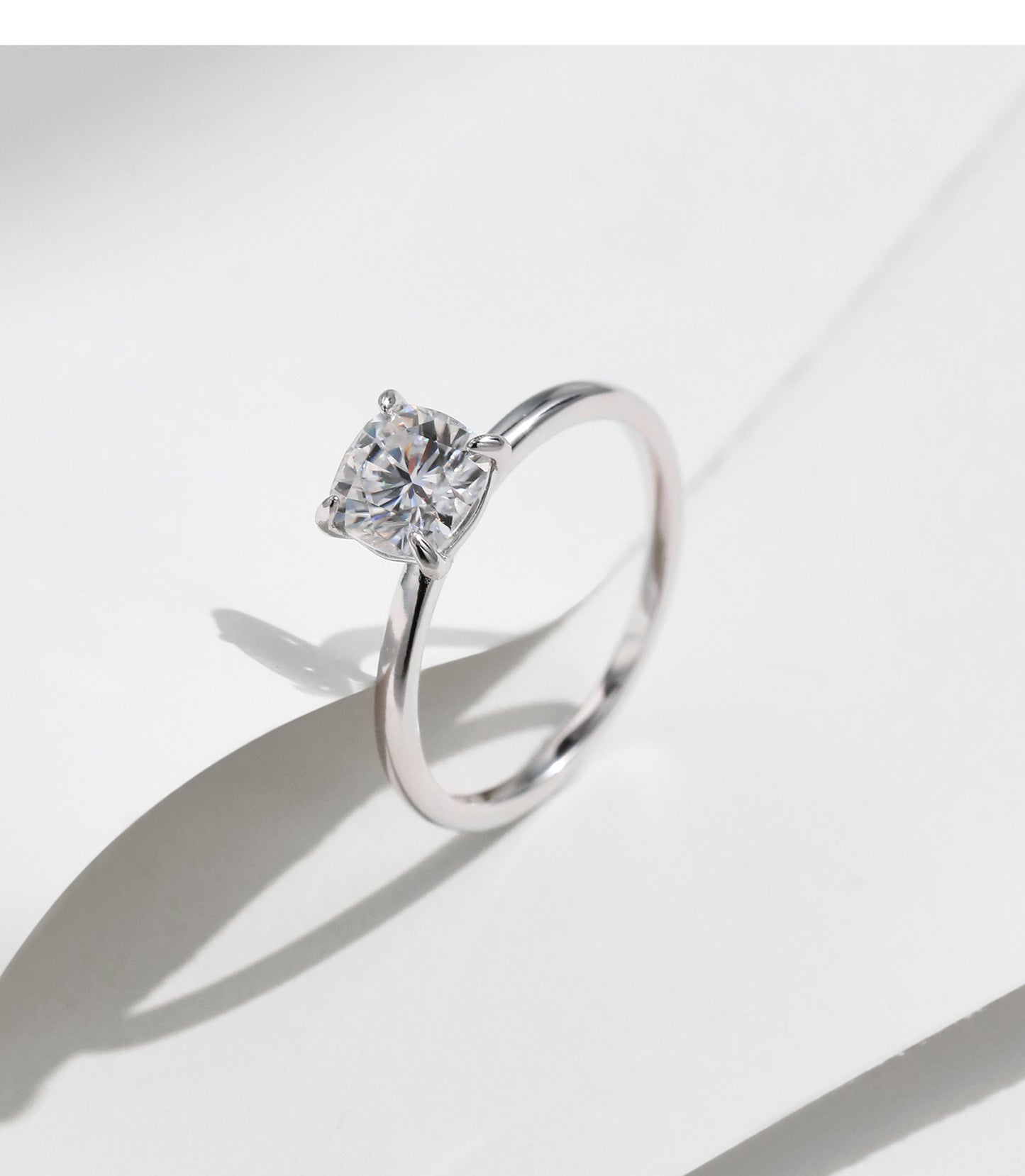 Planderful Moissanite Sparkling Engagement Ring – Versatile Classic Design with Four-Claw Setting