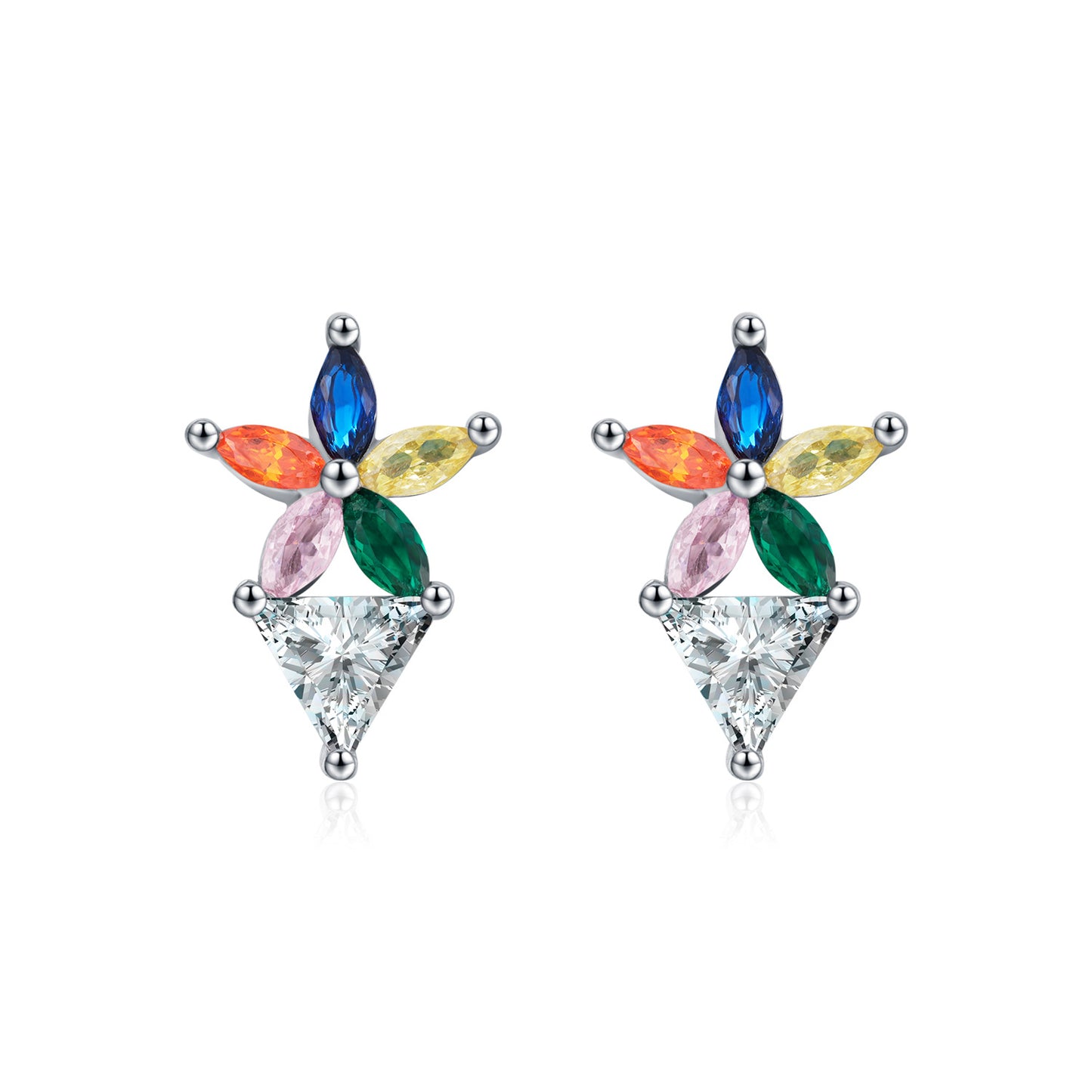 Planderful Everyday Genie Earrings – Exquisite Rainbow Zircon Flower Design