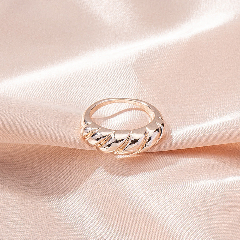 Chic Japanese and Korean Metal Texture Rings for Women - Wholesale Minimalist Alloy Design