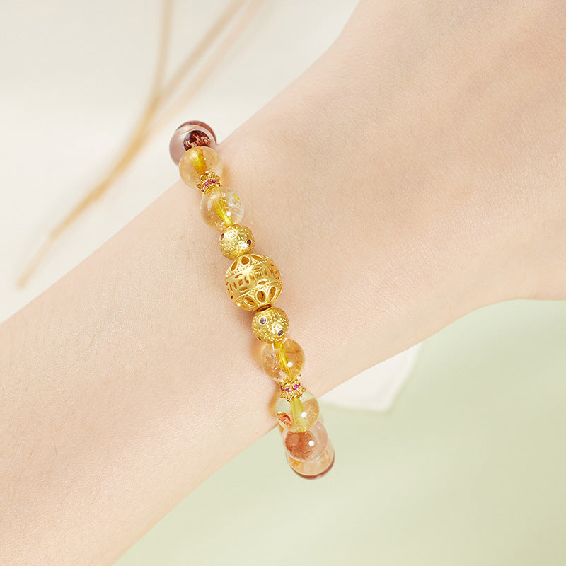 Summer Natural Citrine Bracelet Girls National Style Gift