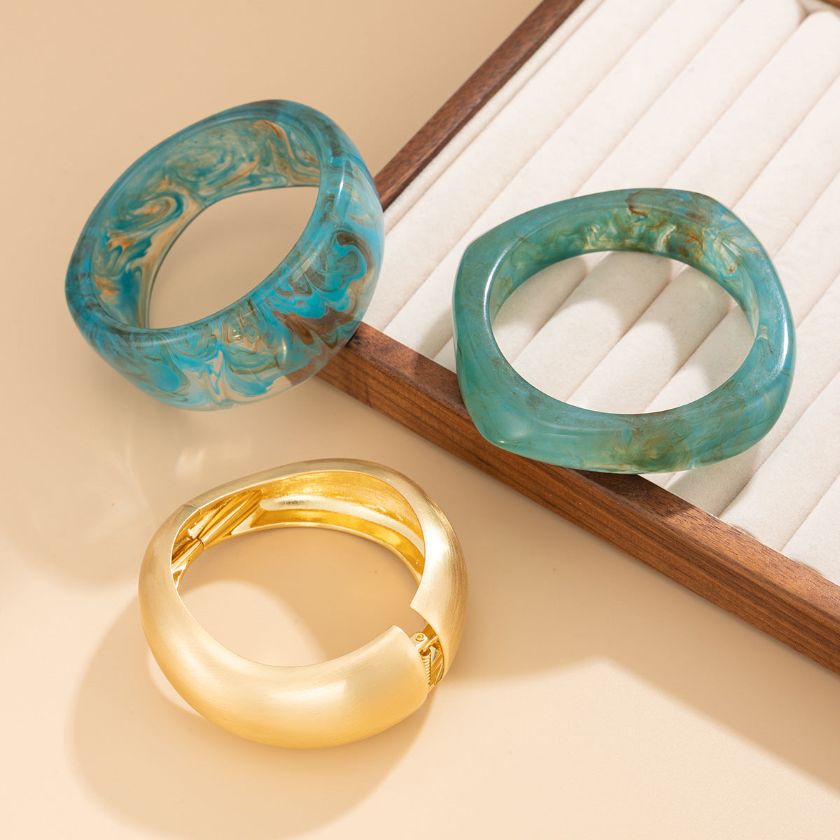 Planderful Geometric Alloy Bracelet Vienna Verve Translucent Circular Design For Women Statement Retro Chic