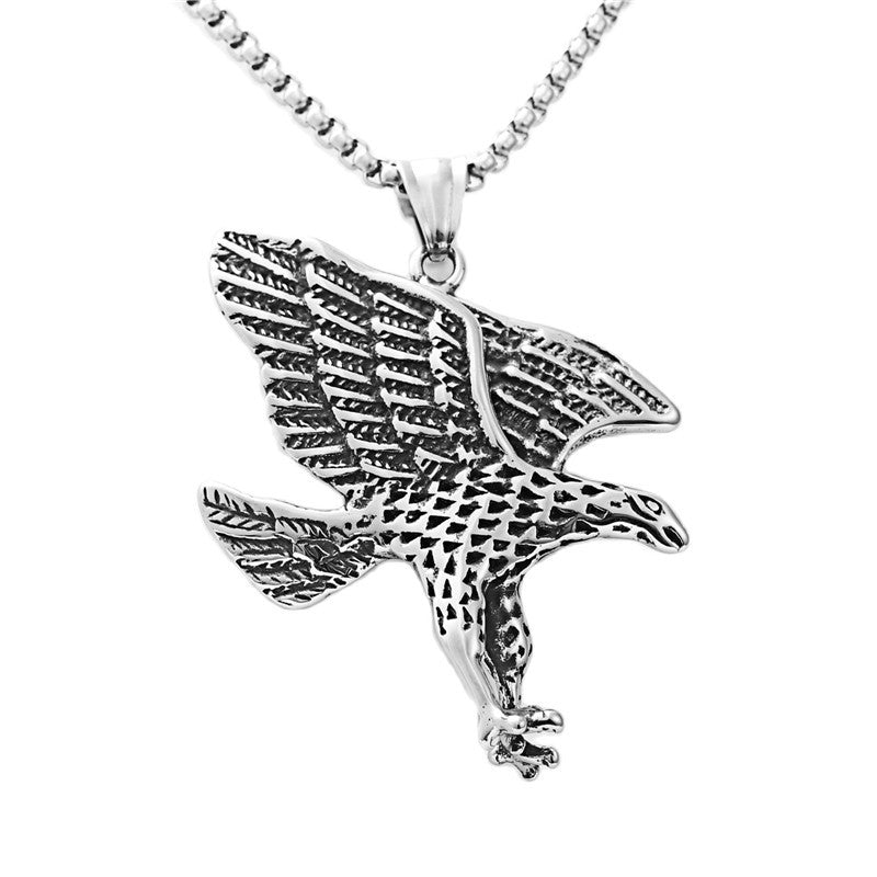 Personalized Punk Eagle Pendant Necklace for Men - Retro Titanium Steel Animal Jewelry