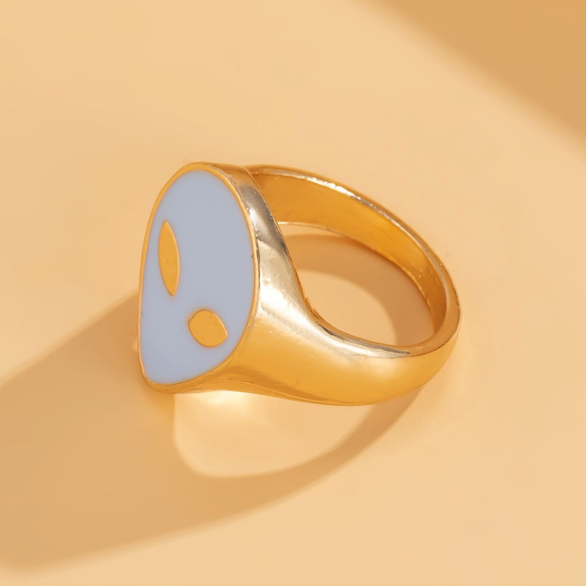 Planderful Oil Drop Ring For Women Versatile Geometric Metal Jewelry Statement Accessory