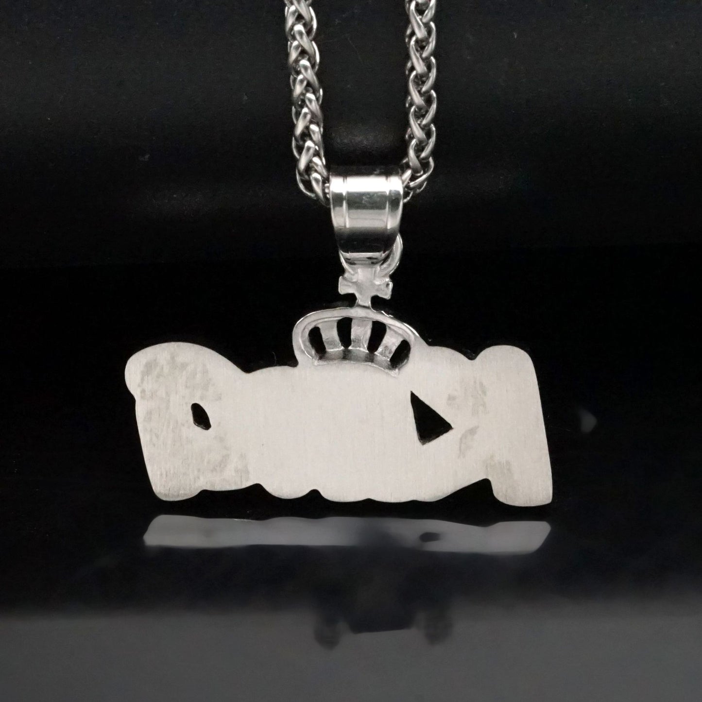 Planderful King Crown Pendant Necklace Titanium Steel Gold Plated Zircon Unisex Hip Hop Jewelry