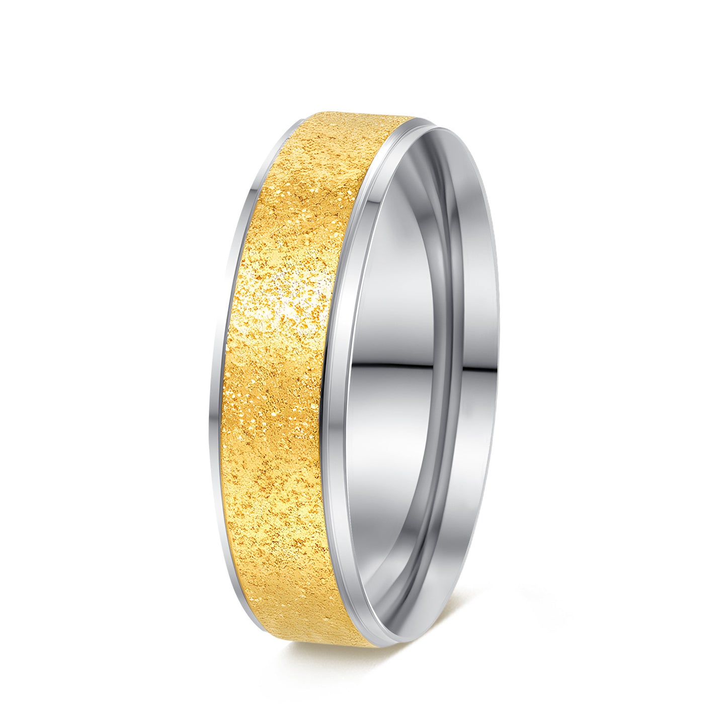 Planderful Two Tone Stainless Steel Ring 6mm Matte Finish For Women Everyday Genie Collection