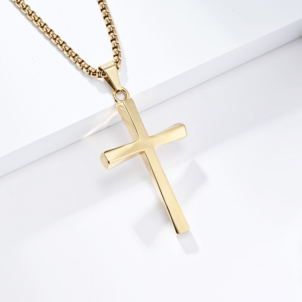 Twisted Titanium Steel Cross Necklace for Men - Personalized Pendant