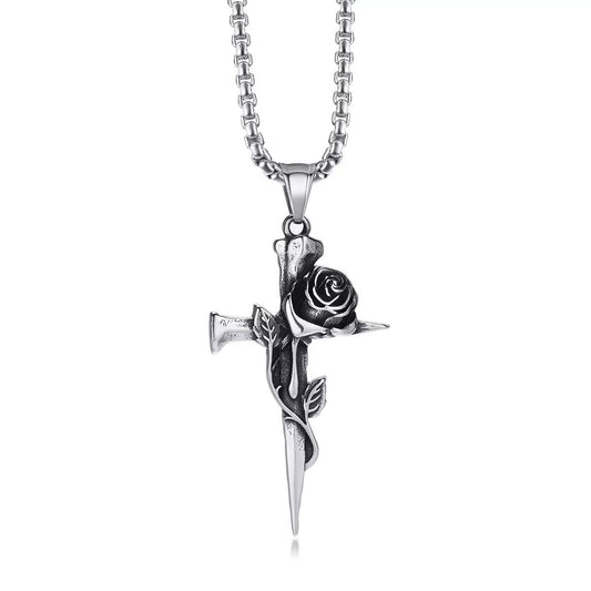 Stainless Steel Cross Necklace For Men Planderful Everyday Genie Rose Vintage Pendant