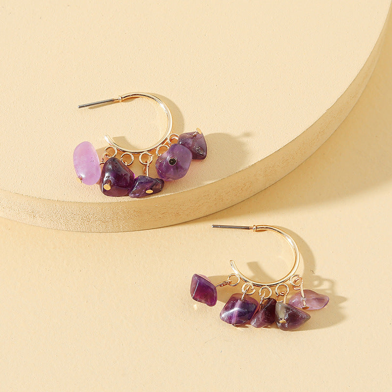 Enamel Gravel Earrings with C-Shaped Stones - Vienna Verve Collection by Planderful