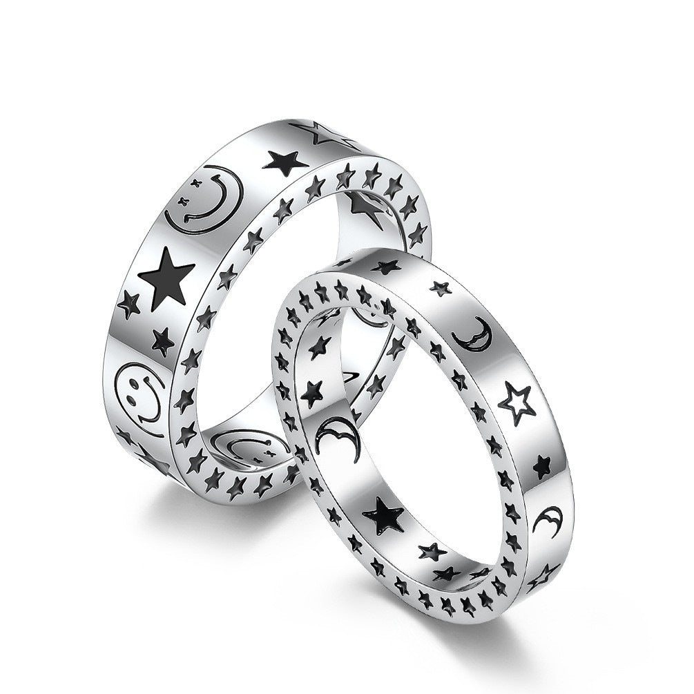 Ins Trendy Brand Star Smiley Face Titanium Steel Ring