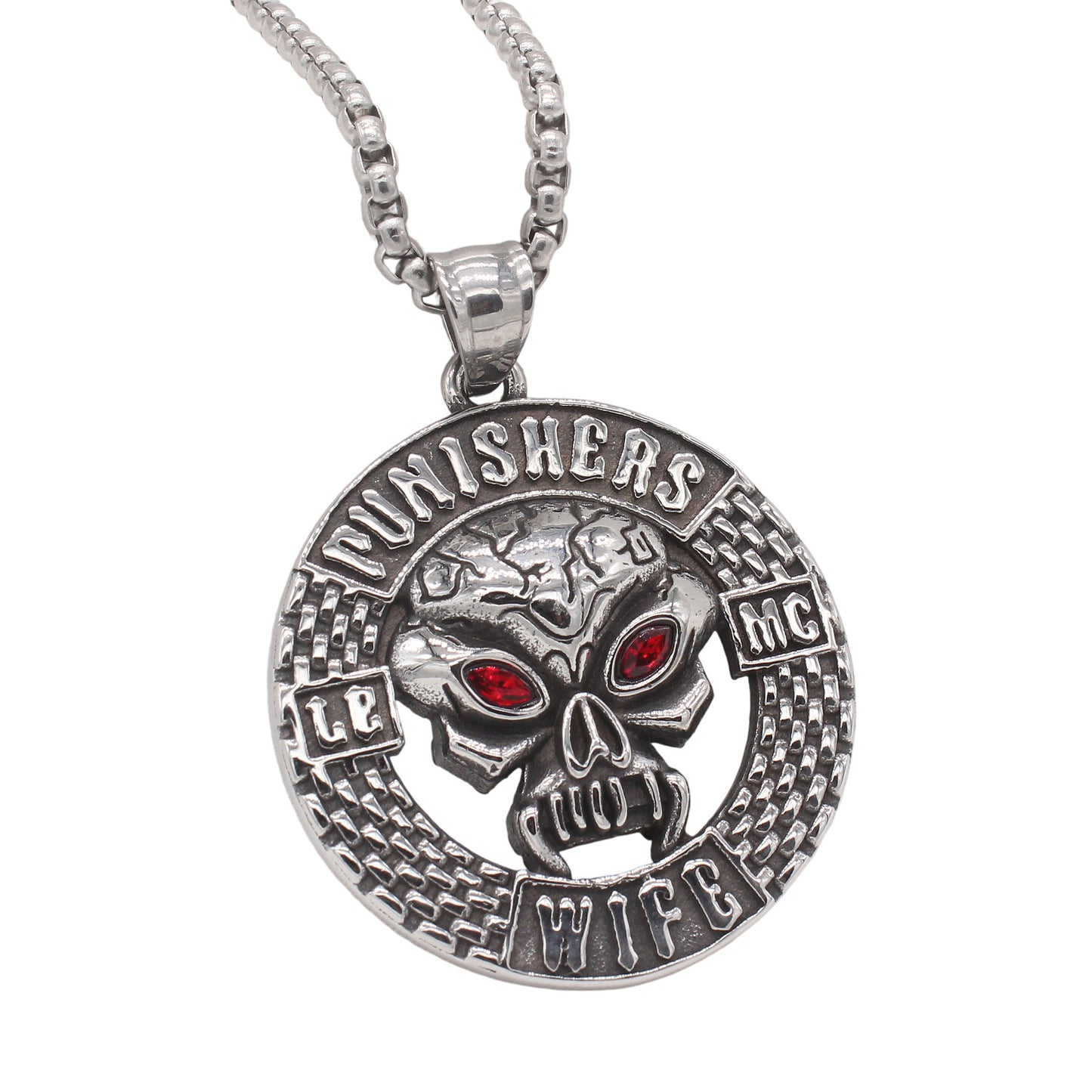 Planderful Jewelry Vintage Skull Pendant For Men Zircon Red Eye Titanium Steel Accessory