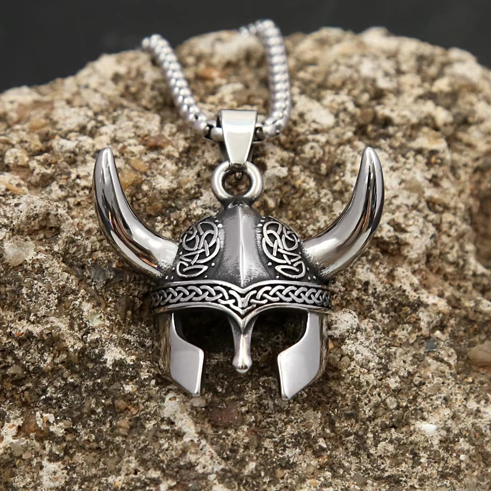 Celtic Viking Mask Stainless Steel Men's Pendant Necklace