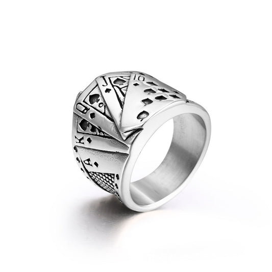 Personalized Playing Card Titanium Steel Ring For Men