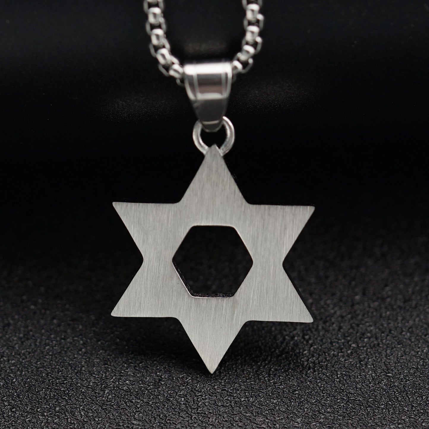 Star Of David Pendant Necklace Stainless Steel Zircon Protection Symbol Unisex Jewelry Planderful
