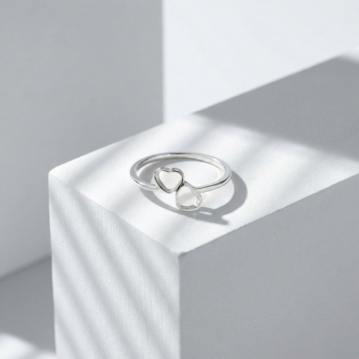 Couple Gift Stainless Steel Couple Ring Double Heart
