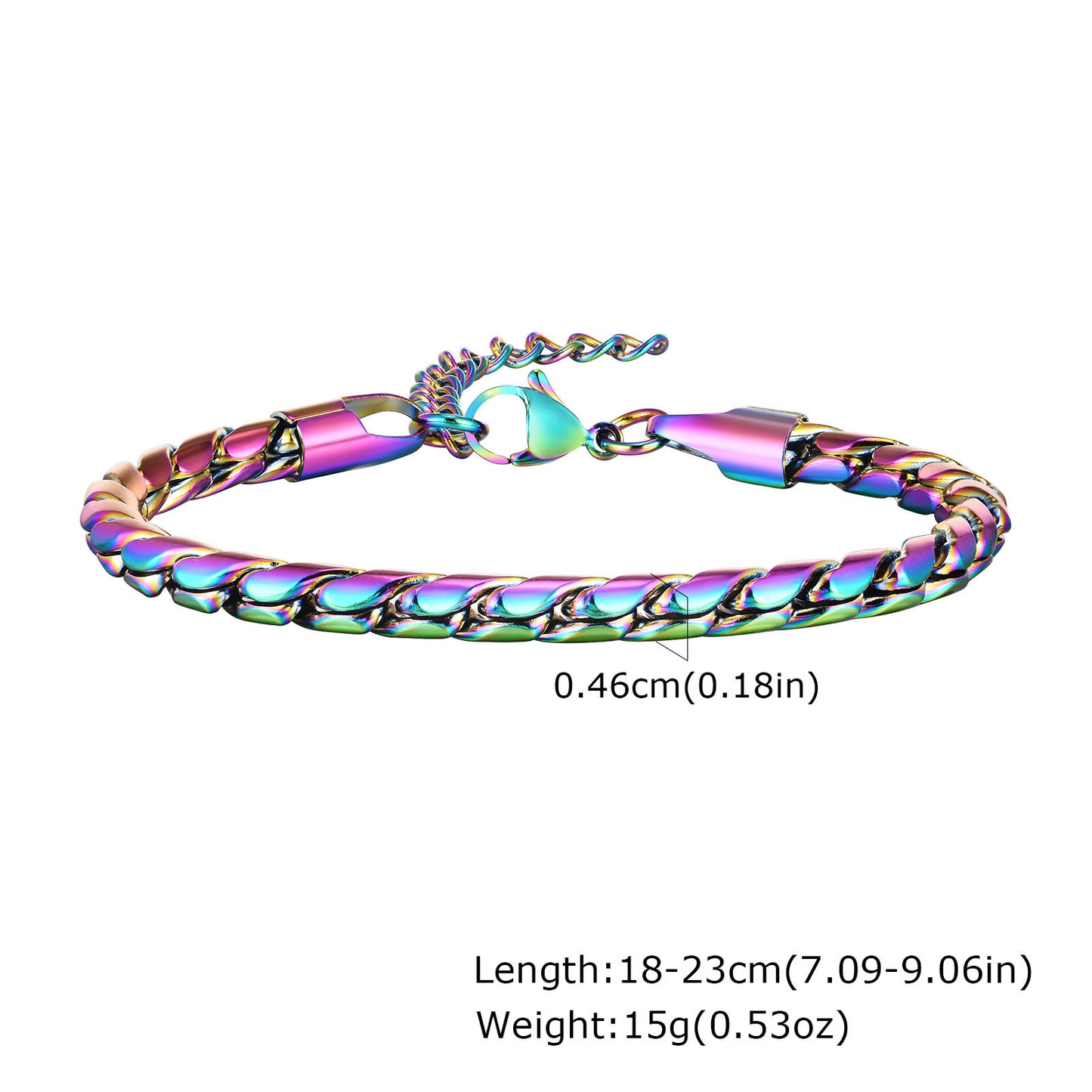 Men's Hip Hop Stainless Steel Handmade Chain Vintage Twist Geometric Squares for Men